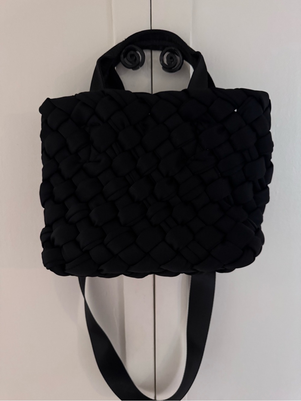 BCBG black Woven Tote Bag